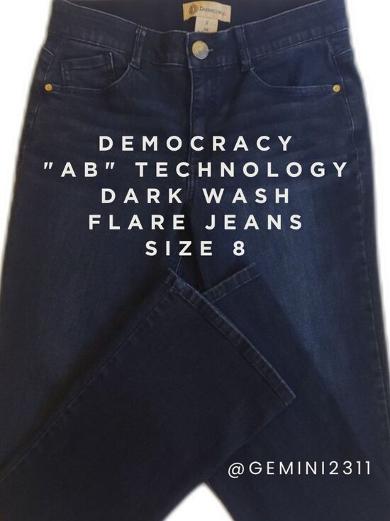 Democracy Denim - Democracy - Women - "Ab" Technology - Dark Wash Flare Jeans - Black - Size 8